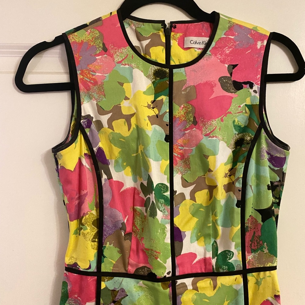 Floral Multicolor Calvin Klein Work Dress